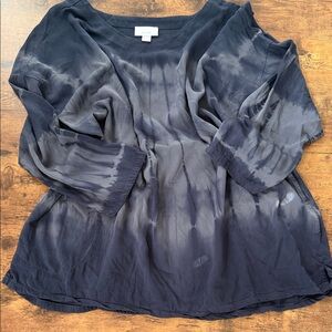 J. Jill Navy Tie-Dye Blouse